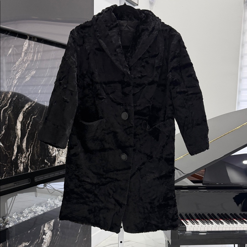 Vintage Elegant Black real  Fur Coat